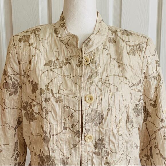 Erin London Blazer Jacket Cream Ivory Gold Floral Lightweight Jacket Medium NEW - Picture 6 of 14